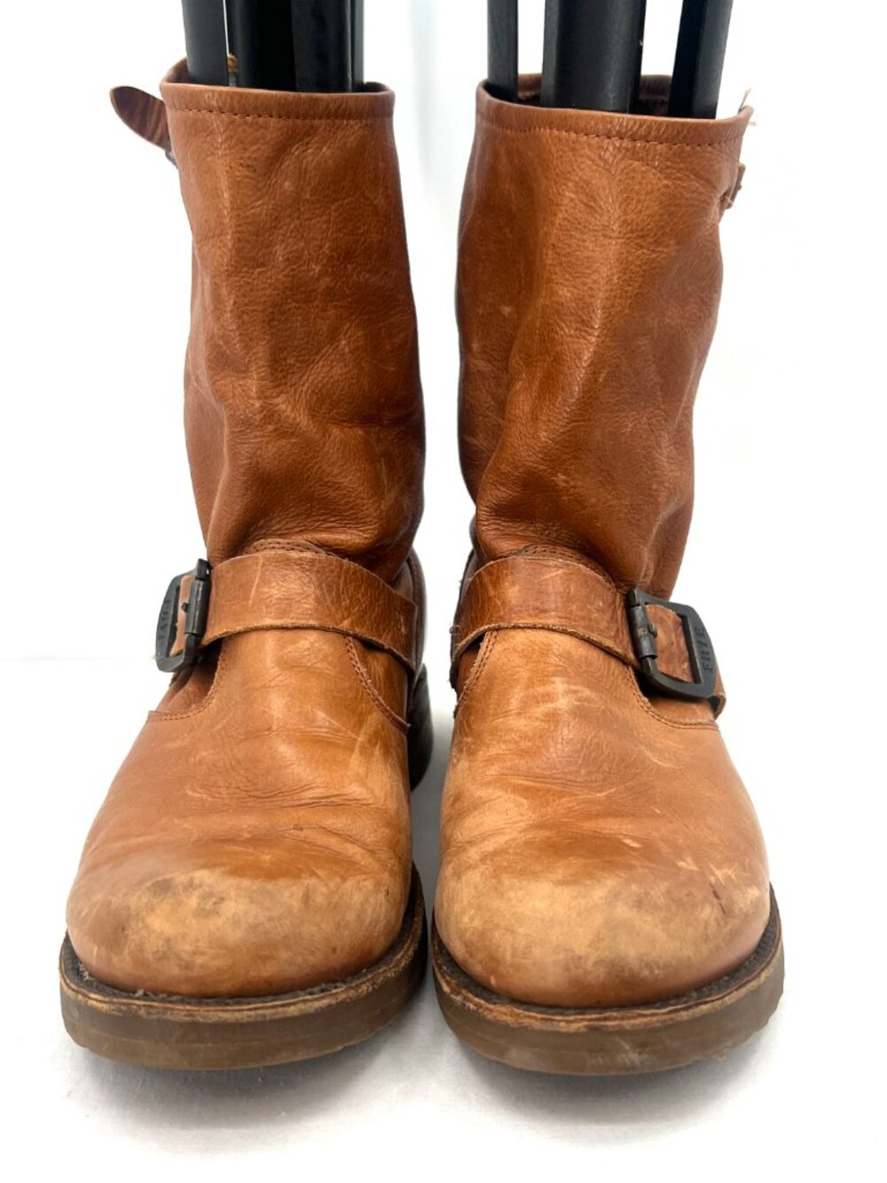 Frye Veronica Cognac Leather Buckle Moto Slouch Boots Women's 9 - Picture 5 of 10